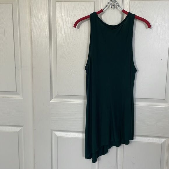 Gap Forest Green Sleeveless Pleated Draped Tapered Hem Tank Top, Medium - Picture 10 of 13